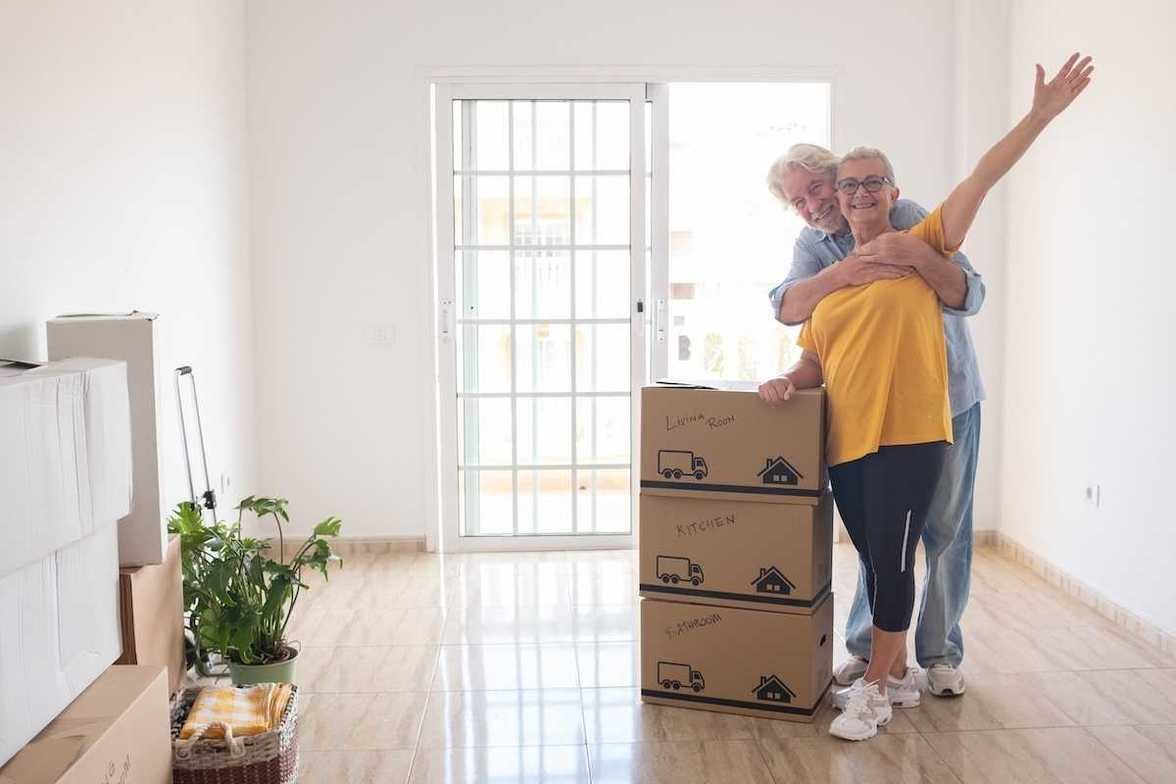 Senior couple downsizing