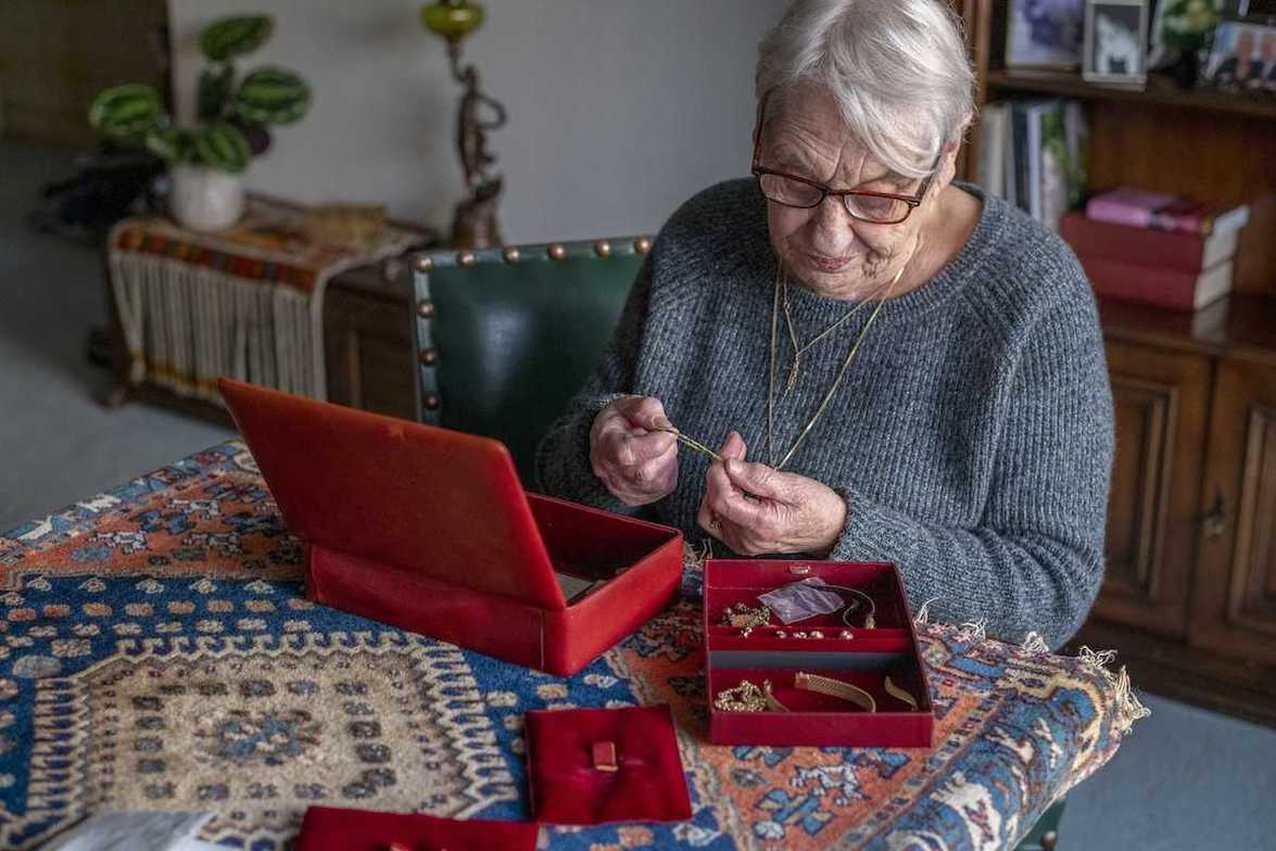 Senior going through her jewellery